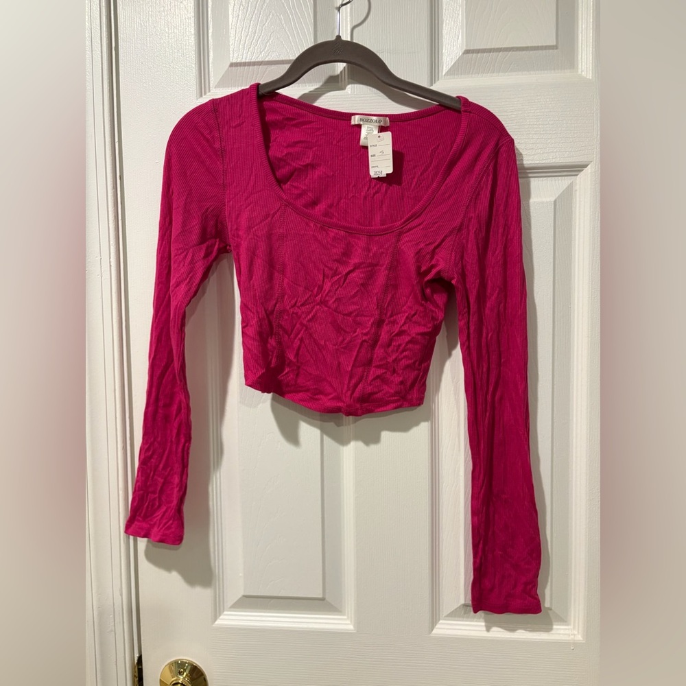 Bozzolo ribbed long sleeve crop top